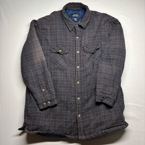 Cherokee Men's Plaid Quilted Flannel Lined Shirt Jacket Size Large